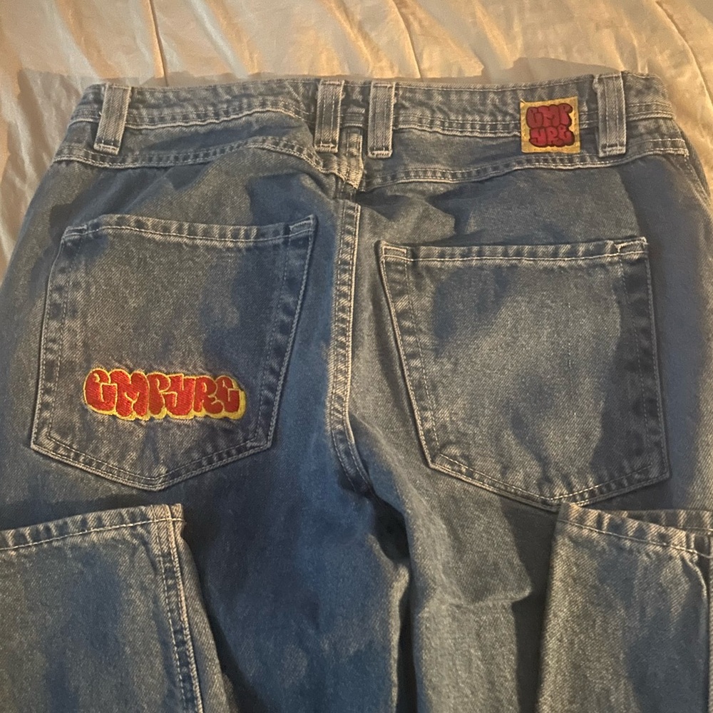 Empyre Light Blue Relaxed Jeans with Logo Patches